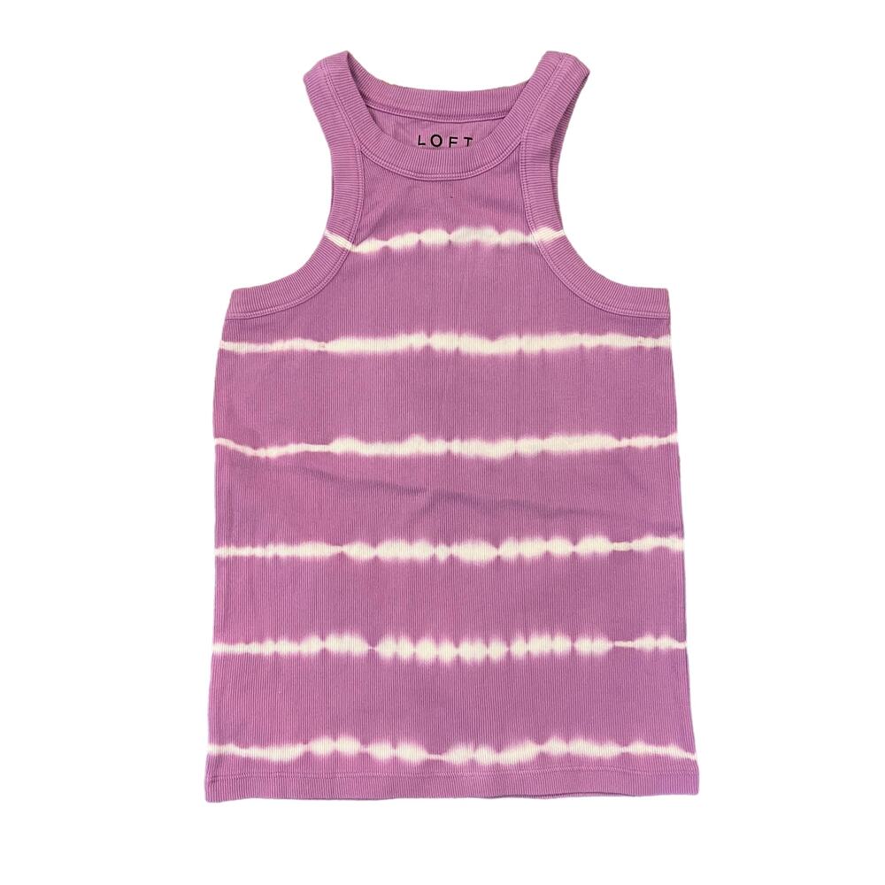 NWT LOFT Purple Tie Dye Ribbed Racerback Tank